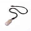 Dyed Natural Fossil Coral Rectangle Pendant Necklace with Nylon Cord for Women NJEW-C002-05-4