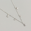 925 Sterling Silver Clear Cubic Zirconia Star Pendant Necklaces KU1161-2-2