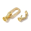 Oval Rectangle Rack Plating Brass Micro Pave Clear Cubic Zirconia Fold Over Clasps KK-A225-12G-2
