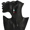 Brass Synthetic Turquoise Dangle Earrings EJEW-JE06589-01-3