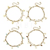 Round Natural Mixed Gemstone & 304 Stainless Steel Charm 2-Strand Anklets for Women AJEW-AN00816-2