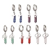 304 Stainless Steel Mixed Stone Column Hoop Earrings EJEW-JE06791-1