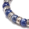 Natural Sodalite & Alloy Beaded Stretch Bracelet BJEW-JB08621-5