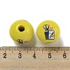 Printed Wood European Beads WOOD-L020-D07-3