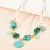 Ocean Brass Enamel Starfish Shell Shape Pendant Round ABS Imitation Pearl Beaded Necklaces KK-CBA4547-04B-G-3