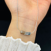 304 Stainless Steel Twisted Rectangle Bar Pendant Necklaces for Women WGC1D57-02-1