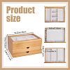 3-Tier Pine Wood Jewelry Storage Drawer Boxes with Visible Window CON-WH0095-222-2