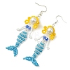 Copper Wire with Glass Beads Dangle Earrings EJEW-MZ00816-03-3