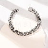 304 Stainless Steel Engraved Beast & Christian Upside Down Cross Cuban Link Chain Bracelets for Women Men BJEW-F529-17P-1