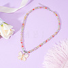 Alloy & Acrylic Butterfly Pendant Beaded Necklaces for Women FS-WG0EB84-04-1