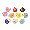 Brass Enamel Adjustable Cuff Rings for Women RJEW-G357-01F-4