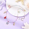 Ocean Alloy Enamel Starfish Octopus Fish Multi Pendant Necklaces NJEW-JN06510-1