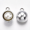 ABS Plastic Imitation Pearl Semi Circle Pendants PACR-T007-18P-2