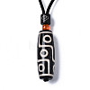 Buddhist Jewelry Natural Tibetan Style dZi Agate Mala Beads Pendant Necklaces NJEW-Q312-001-3