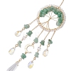 Wire Wrapped Natural Green Aventurine Chip Tree of Life Window Hanging Prism Ornaments HJEW-TA00283-03-4