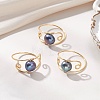 Copper Wired Natural Pearl Finger Rings RJEW-JR00979-1
