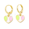 Enamel Heart Dangle Leverback Earrings EJEW-F282-11G-1