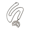 Bat 201 Stainless Steel Hollow Crescent Moon Bat Pendant Necklaces for Women NJEW-M105-05P-2