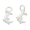 925 Sterling Silver Moon with Bowknot Charms STER-P071-05S-1
