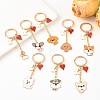 8Pcs 8 Styles Alloy Enamel Dog Heart Bone Pendant Keychain KEYC-YW00283-2