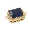 Rack Plating Brass Micro Pave Clear Cubic Zirconia Rectangle Connector Charms KK-A234-028G-02-2