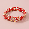 6Pcs Handmade Glass Seed Bead & Brass Beads Stretch Bracelets XZ6120-1-2