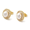 Oval ABS Imitation Pearl Studs Earrings EJEW-K289-09G-2