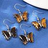 Natural Tiger Eye Brass Dangle Earrings EJEW-M081-01P-03-1