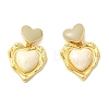 Heart Brass Enamel Stud Earrings EJEW-Z086-17G-01-4