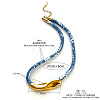 Bohemian 316 Surgical Stainless Steel & Porcelain Pendant Blue Printed Cord Necklaces WG87915-01-1