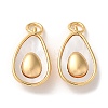 Brass Pave Shell Teardrop Pendants KK-P239-13G-1