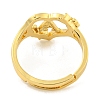 Heart with Letter & Flower Rack Plating Brass Adjustable Rings for Women RJEW-I105-05G-A-3