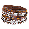 6-row Suede Cord & Rhinestone & Alloy Rivet Wrap Bracelets WGDA315-17-1