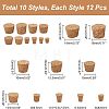 120Pcs 10 Style Wood Cork Stopper AJEW-CA0002-86-2