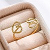 Heart 304 Stainless Steel Open Cuff Rings for Women RJEW-F174-07G-3