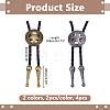 4Pcs 2 Colros Retro Alloy Pendant Black PU Leather Lariat Bolo Tie Necklaces NJEW-ME0001-11B-2