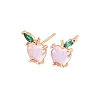 Brass Micro Pave Cubic Zirconia Apple Stud Earrings EJEW-L278-04G-4