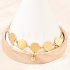 Flat Round 304 Stainless Steel Satellite Chains Double Layers Anklets BJEW-H643-04G-2
