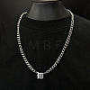 304 Stainless Steel Initial Pendant Cuban Link Chain Necklaces FS-WGB15F2-26-1
