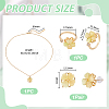 Brass Cat Eye Rotatable Clover Stud Earrings & Cuff Ring Ring & Titanium Steel Pendant Necklace SJEW-UN0001-25-3