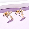 Brass Micro Pave Clear Cubic Zirconia Cross Stud Earrings EJEW-K267-41G-1