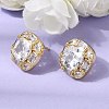 Brass Pave Clear Cubic Zirconia & Glass Stud Earrings EJEW-G471-03G-01-2