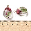 Inner Dried Flower Transparent Resin Pendants RESI-A043-06B-3