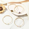 Natural Gemstone & Freshwater Pearl Beaded Copper French Wired Cuff Bangles for Women BJEW-JB13983-1