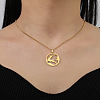 304 Stainless Steel Ring with Christmas Deer Pendant Necklaces for Unisex WG02D74-02-3