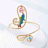 Bohemian Ocean Alloy & Resin & Plastic Pearl Fish Spiral Cuff Arm Bangles for Women WGA2359-03-1