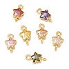 Brass Pave Cubic Zirconia Star Connector Charms KK-P348-08G-1