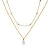 2Pcs Brass Clear Cubic Zirconia Double Layer Pendant Necklaces WGAA16F-07-2