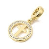 Brass Pave Clear Cubic Zirconia European Dangle Charms KK-A296-12B-G-2