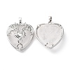 Natural Quartz Crystal Heart Pendant Rhinestone Settings G-K339-01P-05-2